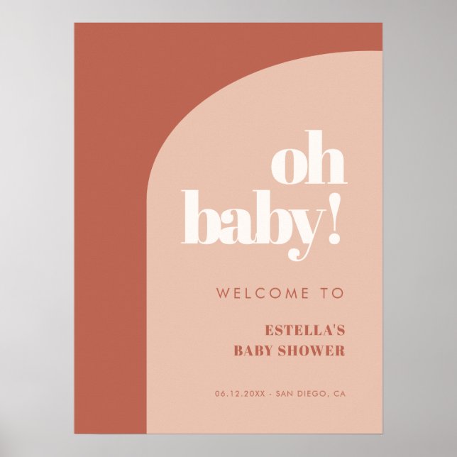 Chic peach terracotta arch Oh Baby Welcome Poster (Front)