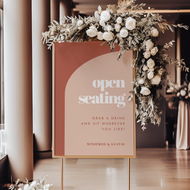 Chic peach terracotta arch wedding Open Seating Poster (Creator Uploaded)