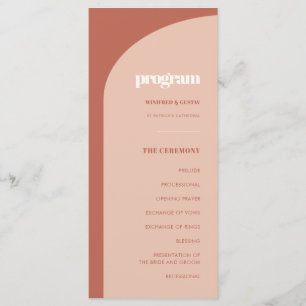 Chic peach terracotta arch wedding program