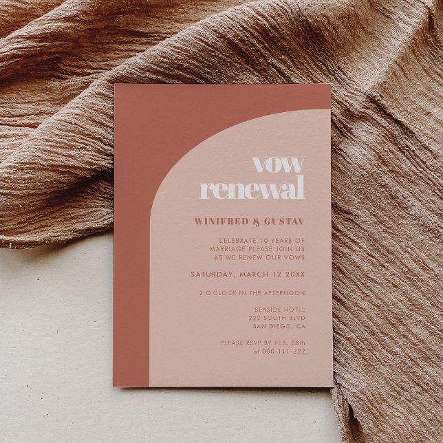 Chic peach terracotta arch wedding Vow Renewal Invitation (Creator Uploaded)