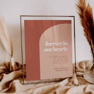 Chic peach terracotta Forever in our hearts sign