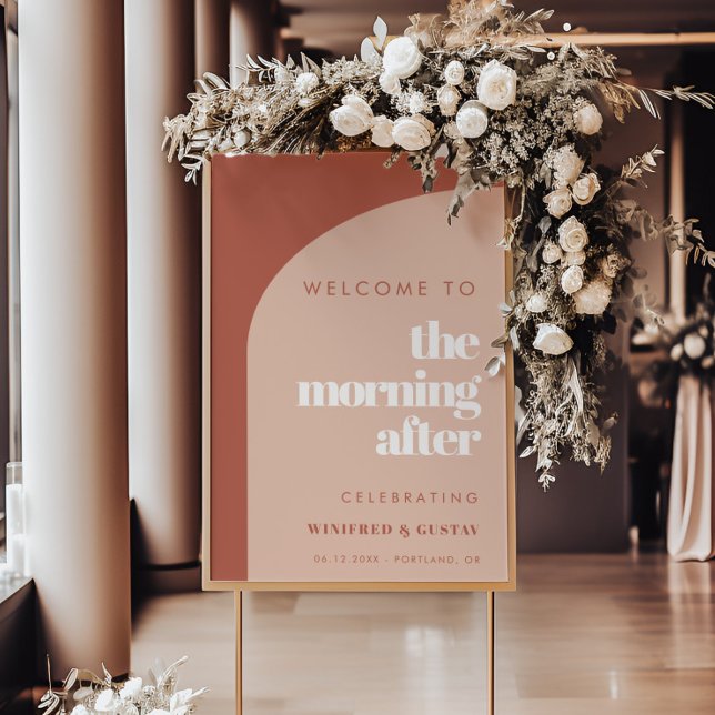 Chic peach terracotta The Morning after Welcome Poster (Creator Uploaded)