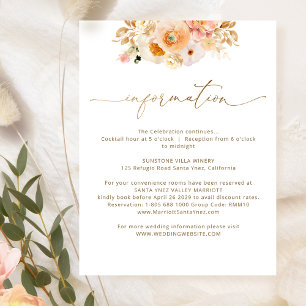Chic Peach Wedding Details / Information Enclosure Card
