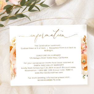 Chic Peach Wedding Details, Wedding Information Enclosure Card