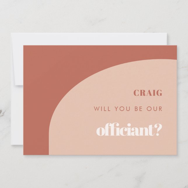Chic peach Will you be our officiant card (Front)