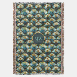 Chic Peacock Colour Stained Glass Throw Blanket