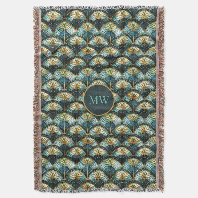 Chic Peacock Colour Stained Glass Throw Blanket (Front Vertical)