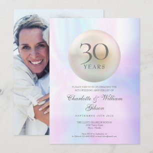 Chic Pearl Photo 30th Anniversary Invitation