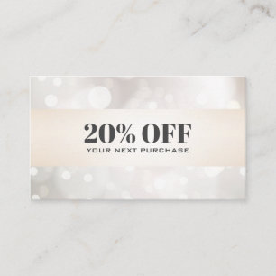 Chic pearlescent Glitter White Bokeh Coupon Card