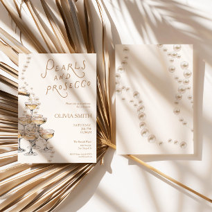 Chic Pearls and Prosecco Bridal Shower Invite