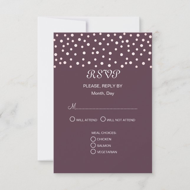 Chic Pearls on Cassis Wedding RSVP Card (Front)