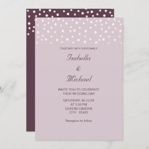 Chic Pearls on Trendy Cassis Wedding Invitation