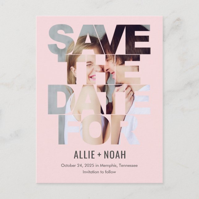 Chic Peek EDITABLE COLOR Save The Date Postcard (Front)