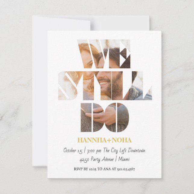 Chic Peek We Still Do Vow Renewal Invitation (Front)