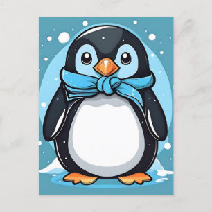 Chic Penguin Icy Blue Postcard