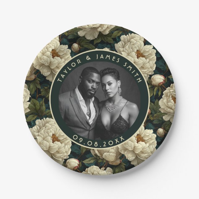 Chic Peonies Plates For Summer Wedding Party (Front)