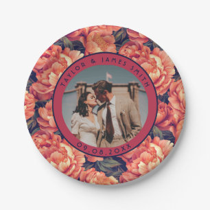Chic Peonies Plates For Wedding After Party