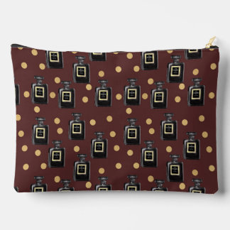 Chic Perfume Bottle Pattern Makeup Pouch in Brown