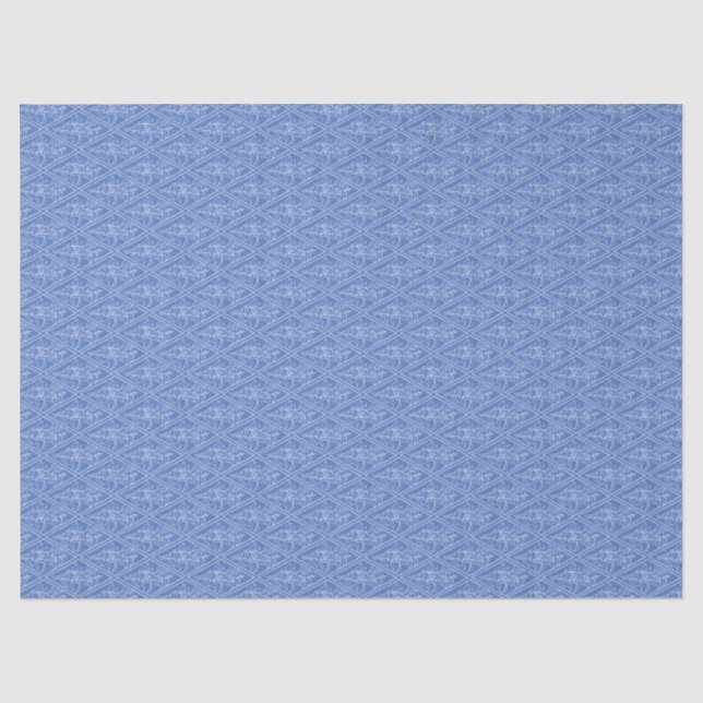 Chic Periwinkle Blue Floral Diamond Pattern Tissue Paper (Front)