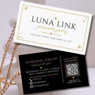 Chic Permanent Jewellery Artist Minimal QR Code Business Card