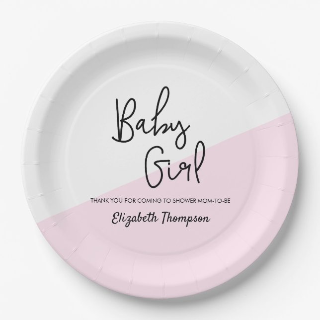 Chic Personalisation Baby Girl Shower Plates (Front)