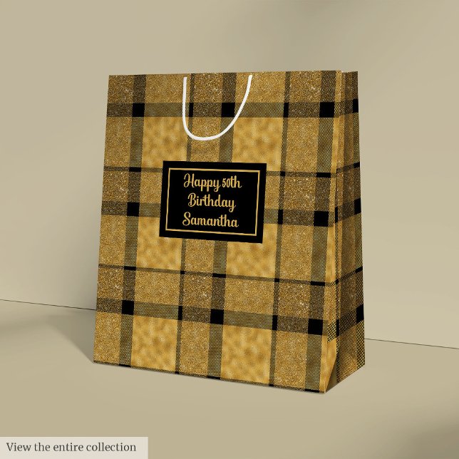 Chic Personalised Black Gold Minimalist Gift Bag (Chic Personalized Black Gold Minimalist Gift Bag)