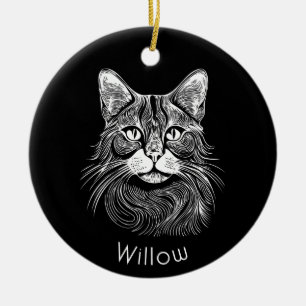 Chic personalised Hand drawn black&white  Ceramic Ornament
