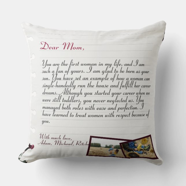 Chic Personalised Love Letter Handwritten & Photo  Cushion (Front)