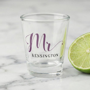 Chic Personalised Mr Newlywed Typography Shot Glass