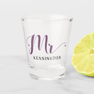 Chic Personalised Mr Newlywed Typography Shot Glass