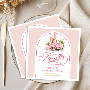 Chic personalised napkins pearls and prosecco