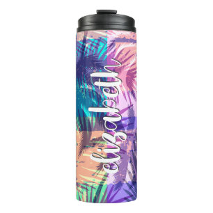Chic Personalised Palm Tree Collage Thermal Tumbler