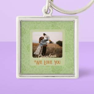 Chic Personalised Photo Text Grandma Gift Key Ring