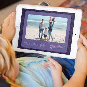Chic Personalised Photo Text Grandma Gift Violet Poster