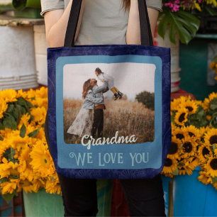 Chic Personalised Photo Text Grandma Mum Gift Tote Bag
