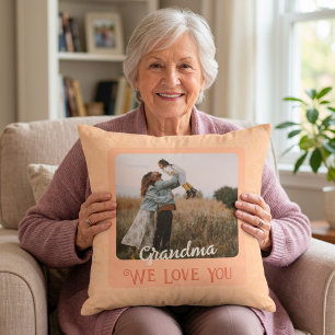 Chic Personalised Photo Text Grandparents Gift Cushion