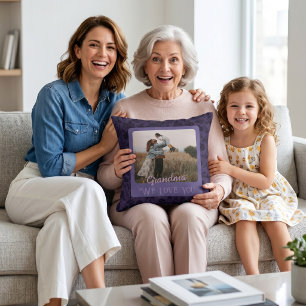 Chic Personalised Photo Text Grandparents Gift Cushion