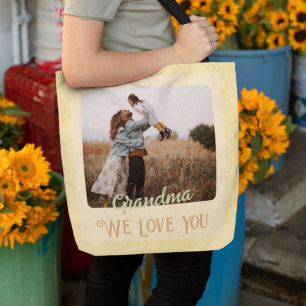 Chic Personalised Photo Text Grandparents Gift Tote Bag