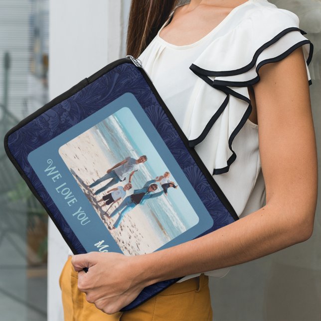 Chic Personalised Photo Text Mothers' Day Gift Laptop Sleeve (Creator Uploaded)