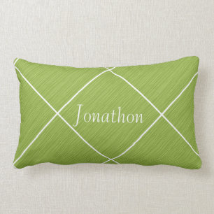 Chic Personalised Pillow Green Grass & White Tiles
