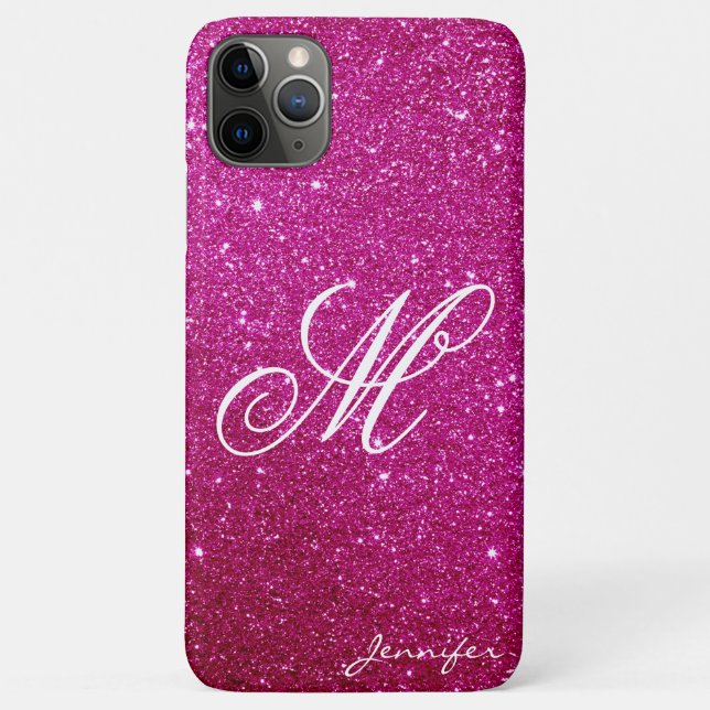 Chic Personalised pink magenta Sparkles Glitter Case-Mate iPhone Case (Back)