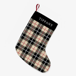 Chic Personalised Thompson Camel Plaid Pattern Small Christmas Stocking