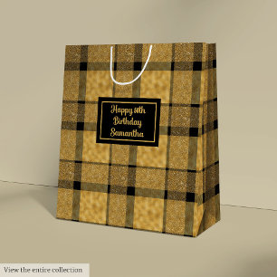 Chic Personalized Black Gold Minimalist Gift Bag