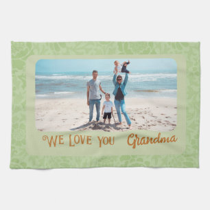 Chic Personalized Photo Text Grandma Gift Green Tea Towel