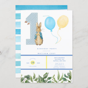 Chic Peter Rabbit Boy’s 1st Birthday Party  Invitation