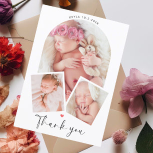 Chic Photo Arch Collage Baby Shower Thank You Card