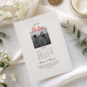 chic Photo black and white calendar save the date Invitation