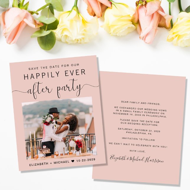 Chic Photo Blush Wedding Reception Save the Date (Creator Uploaded)