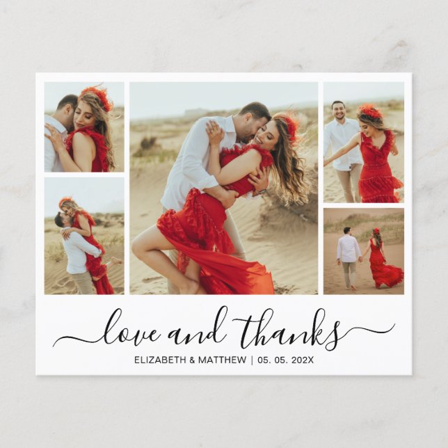 Chic Photo Collage Budget Wedding Thank You Flyer (Front)