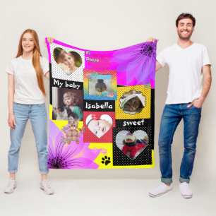 Chic photo collage, your photo fleece blanket